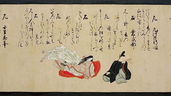 Competition between Poets of Different Eras (Jidai fudō uta-awase-e), Unidentified artist, One of a pair of handscrolls; ink, color, gold, and silver on paper, Japan 