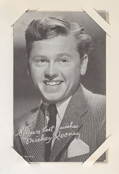 Mickey Rooney from Movie Stars Exhibit Cards series (W401), Commercial photolithograph 