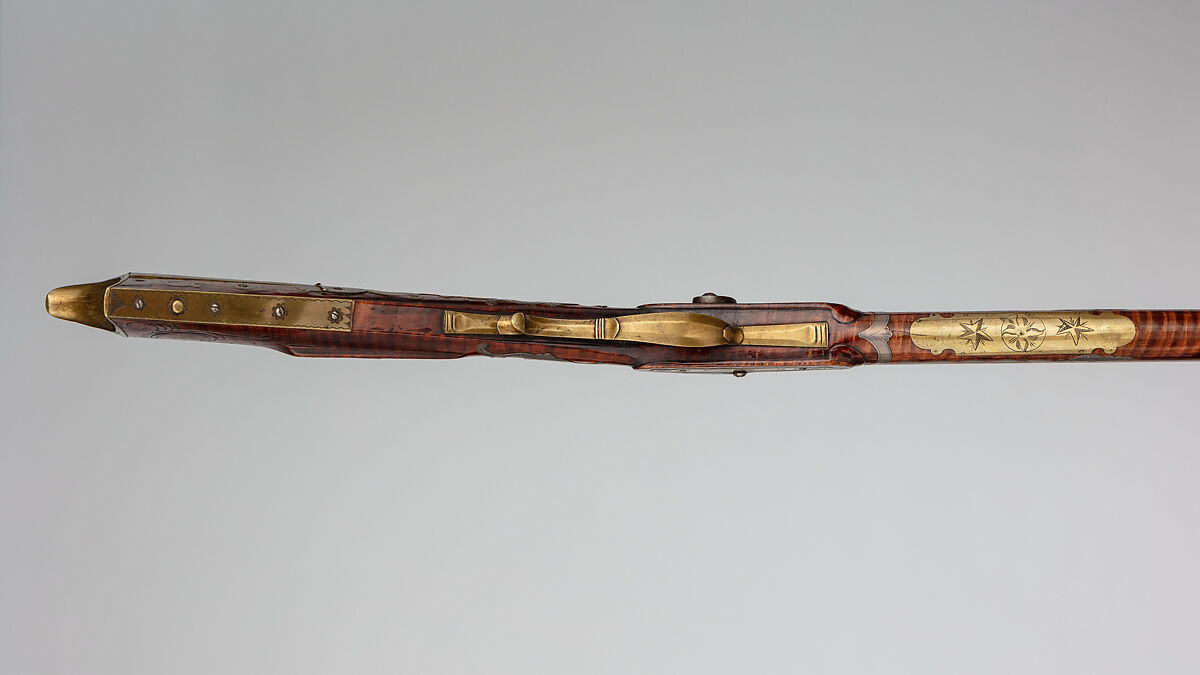 Percussion Longrifle, John Settel (American, active in Franklin Township, Pennsylvania, 1803–1873), Wood (maple, ash), steel, iron, brass, silver, American, Franklin Township, Adams County, Pennsylvania