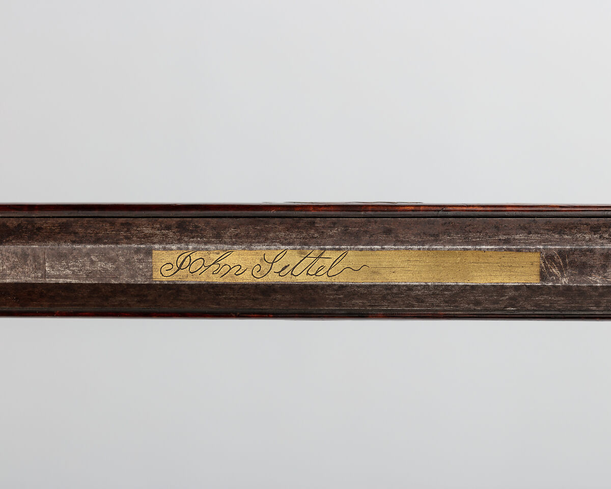 Percussion Longrifle, John Settel (American, active in Franklin Township, Pennsylvania, 1803–1873), Wood (maple, ash), steel, iron, brass, silver, American, Franklin Township, Adams County, Pennsylvania