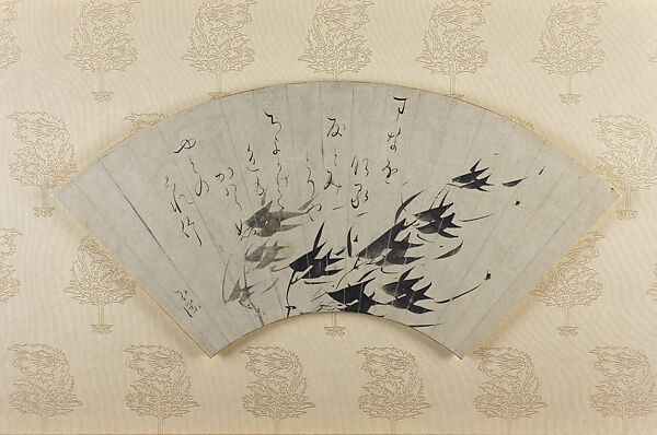 Bamboo on a Windy Day, Ike (Tokuyama) Gyokuran (Japanese, 1728–1784), Fan, framed; ink on paper, Japan 