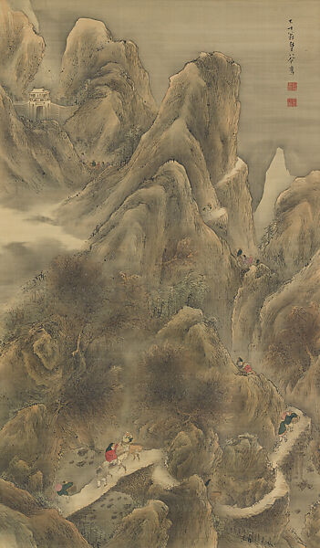 The Road to Shu, Yokoi Kinkoku (Japanese, 1761–1832), Hanging scroll; ink and color on silk, Japan 