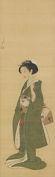 Young Woman, Maruyama Ōkyo 円山応挙 (Japanese, 1733–1795), Hanging scroll; ink and color on silk, Japan 