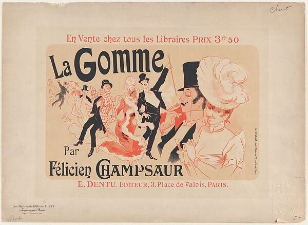 La Gomme Par Félicien Champsaur, Jules Chéret (French, Paris 1836–1932 Nice), Lithograph 