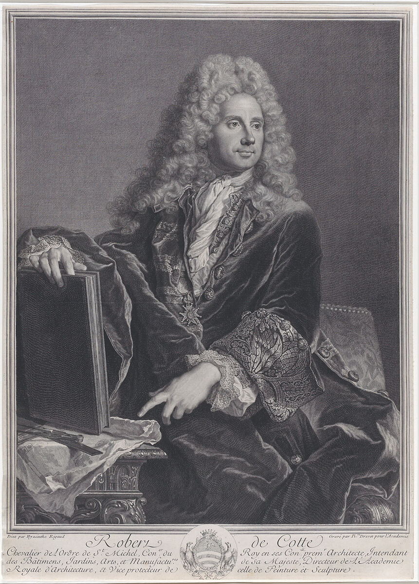Portrait of Robert de Cotte, Pierre Drevet (French, Loire-sur-Rhône 1663–1738 Paris), Engraving 