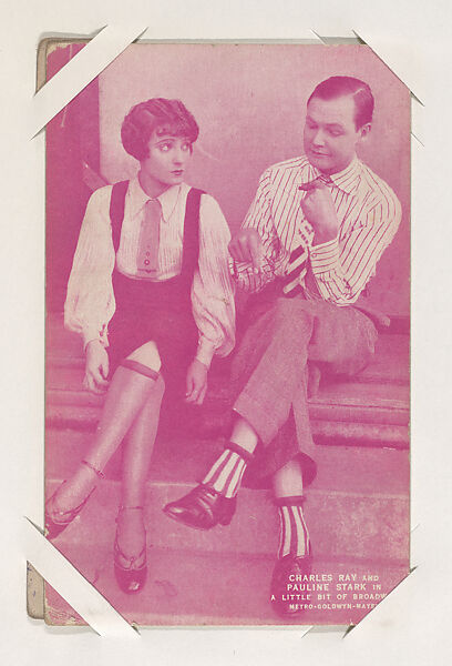 Charles Ray and Pauline Starke in "A Little Bit of Broadway" from Scenes from Movies Exhibit Cards series (W404), Commercial color photolithograph 