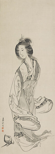 Queen Mother of the West (Seiōbo), Nagasawa Rosetsu (Japanese, 1754–1799), Hanging scroll; ink on paper, Japan 