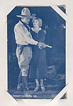 Roy Stewart rescues the lady from Western Stars or Scenes Exhibit Cards series (W412), Exhibit Supply Company  American, Commercial color photolithograph
