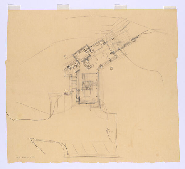 Preliminary Plan for Little House, Wayzata, Minnesota, Frank Lloyd Wright (American, Richland Center, Wisconsin 1867–1959 Phoenix, Arizona), Graphite on yellow tracing paper 
