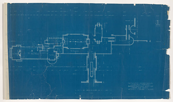 Basement Plan, Mr. F.W. Little Summer Dwelling, Minneapolis, Minnesota, Frank Lloyd Wright (American, Richland Center, Wisconsin 1867–1959 Phoenix, Arizona), Blueprint