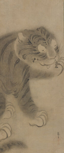 Tiger, Tawaraya Sōtatsu (Japanese, ca. 1570–ca. 1640), Hanging scroll; ink on paper, Japan 