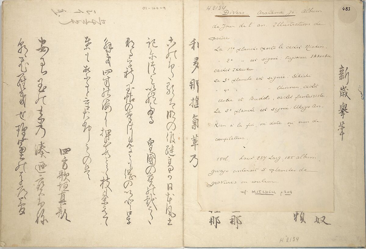 Album of the New Year (Aratama jō) 新玉帖, Tani Bunchō 谷文晁 (Japanese, 1763–1840), Woodblock printed book (orihon, accordion-style; bound); ink, color, and metallic pigments on paper, Japan