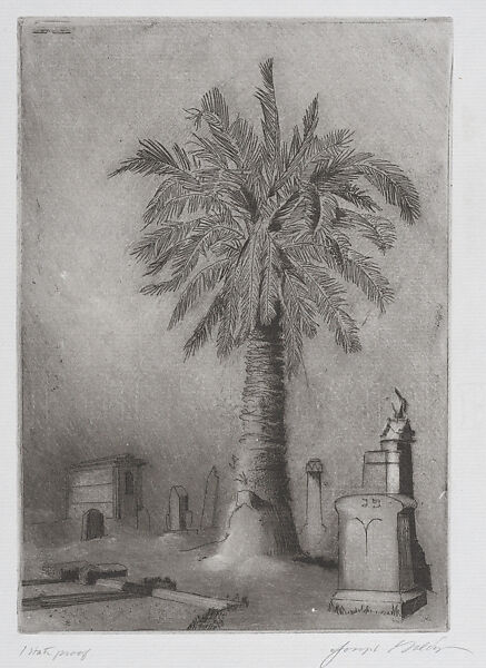 Jewish Cemetery Palm, Colma, Joseph Goldyne (American, born Chicago, Illinois, 1942), Monoprint etching with plate tone; 1st state 