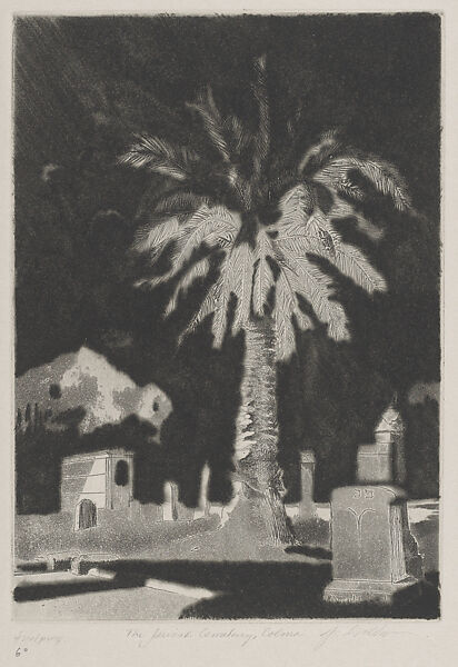 Jewish Cemetery Palm, Colma, Joseph Goldyne (American, born Chicago, Illinois, 1942), Etching, drypoint, and aquatint; sixth state 