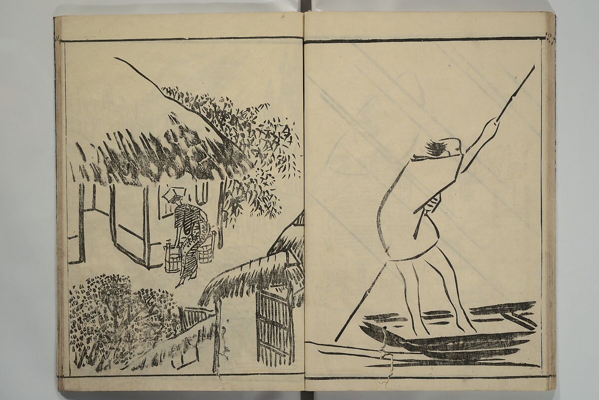 Kyūrō (Baitei) Picture Album (Kyūrō gafu) 九老画譜, Ki Baitei 紀梅亭 (Japanese, 1734–1810), Woodblock printed book; ink on paper, Japan