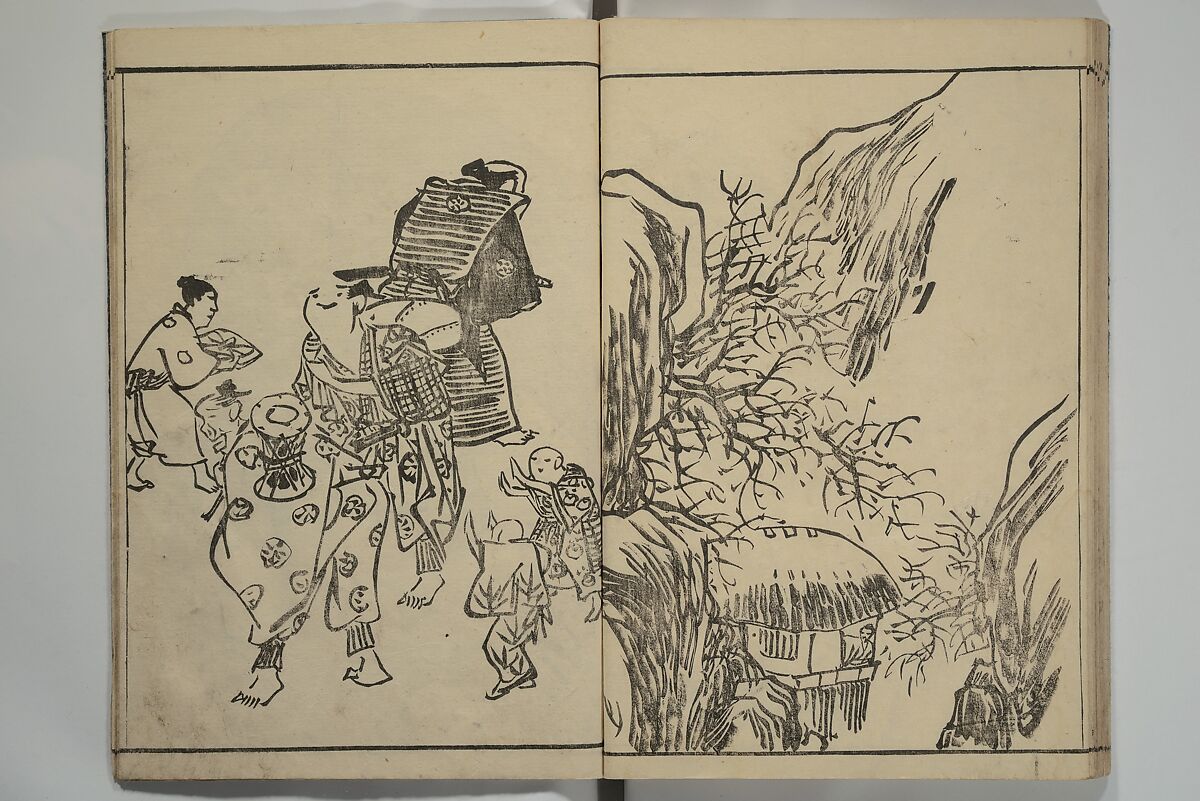 Kyūrō (Baitei) Picture Album (Kyūrō gafu) 九老画譜, Ki Baitei 紀梅亭 (Japanese, 1734–1810), Woodblock printed book; ink on paper, Japan