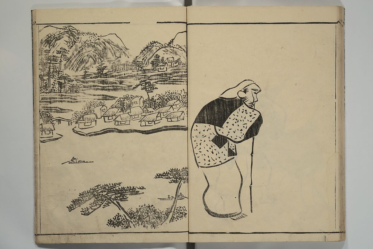 Kyūrō (Baitei) Picture Album (Kyūrō gafu) 九老画譜, Ki Baitei 紀梅亭 (Japanese, 1734–1810), Woodblock printed book; ink on paper, Japan