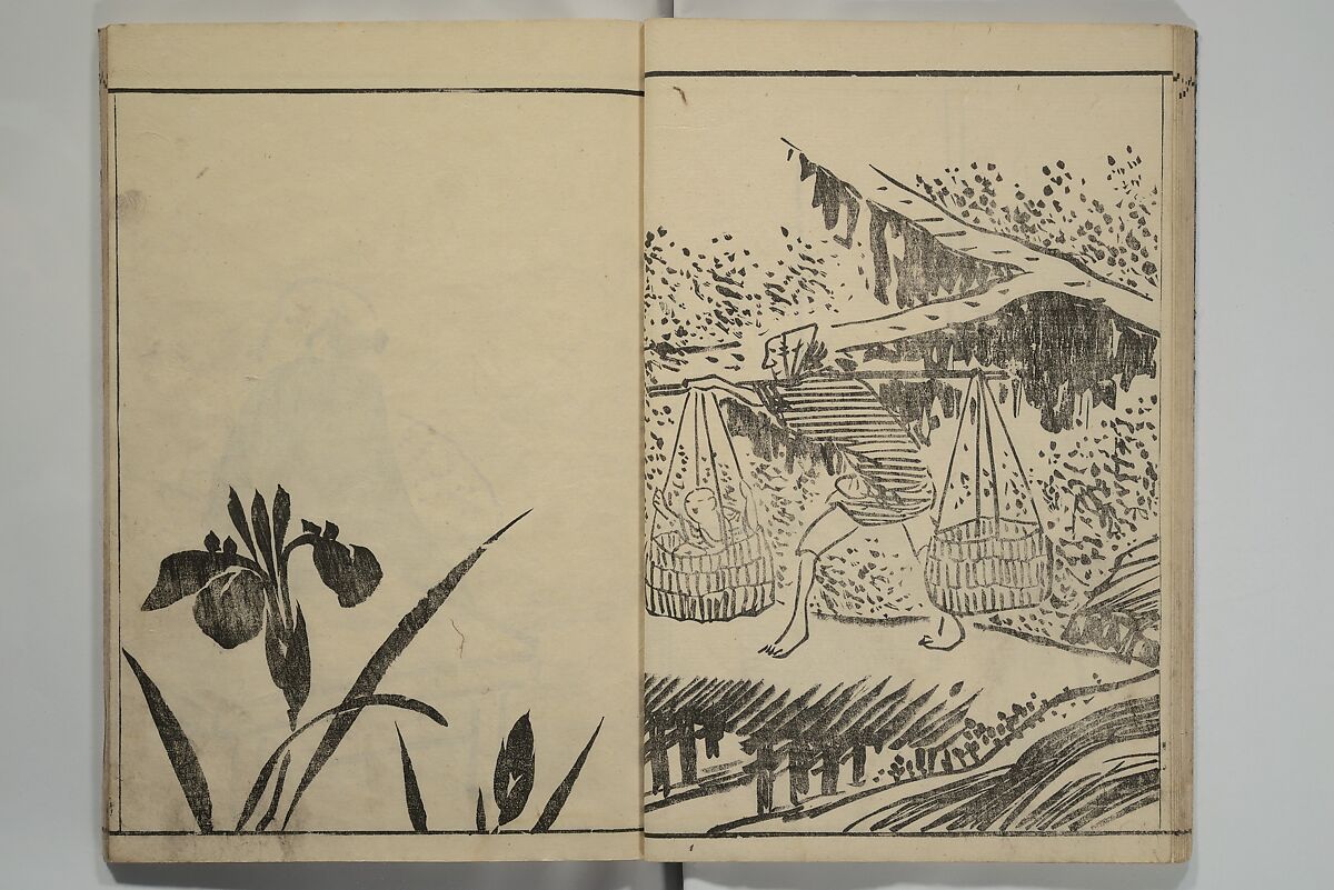 Kyūrō (Baitei) Picture Album (Kyūrō gafu) 九老画譜, Ki Baitei 紀梅亭 (Japanese, 1734–1810), Woodblock printed book; ink on paper, Japan