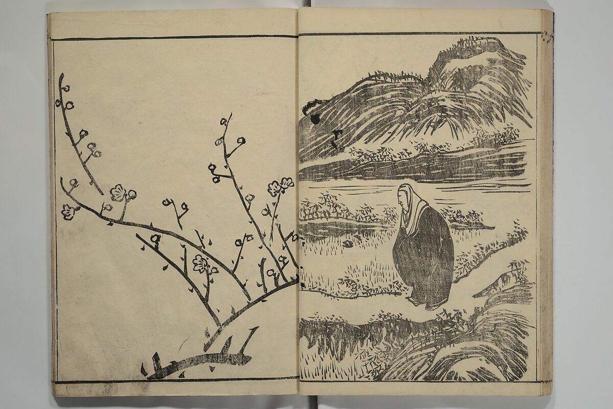 Kyūrō (Baitei) Picture Album (Kyūrō gafu) 九老画譜, Ki Baitei 紀梅亭 (Japanese, 1734–1810), Woodblock printed book; ink on paper, Japan