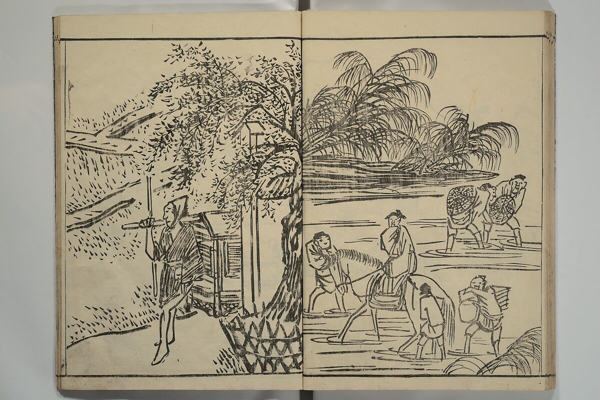 Kyūrō (Baitei) Picture Album (Kyūrō gafu) 九老画譜, Ki Baitei 紀梅亭 (Japanese, 1734–1810), Woodblock printed book; ink on paper, Japan