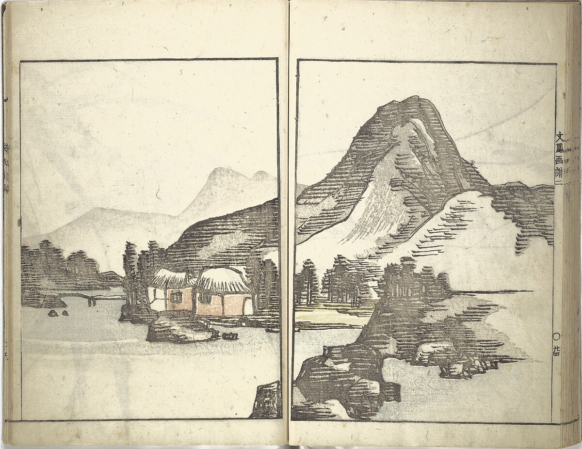 Bunpō Picture Album (Bunpō gafu) 文鳳画譜, First Series, Kawamura Bunpō 河村文鳳 (Japanese, 1779–1821), Set of three woodblock printed books; ink and color on paper, Japan