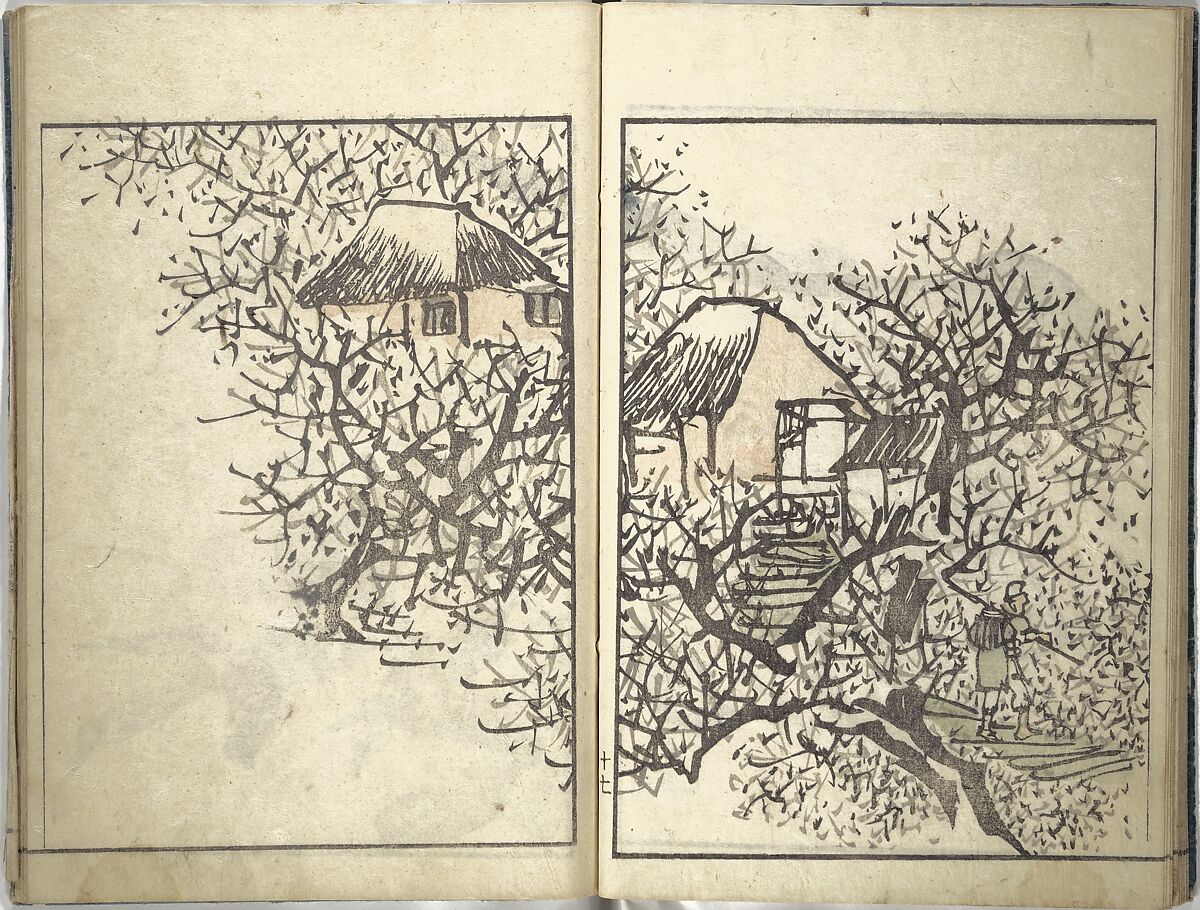 Bunpō Picture Album (Bunpō gafu) 文鳳画譜, First Series, Kawamura Bunpō 河村文鳳 (Japanese, 1779–1821), Set of three woodblock printed books; ink and color on paper, Japan