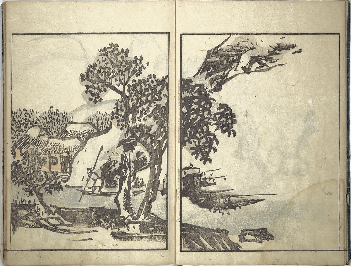 Bunpō Picture Album (Bunpō gafu) 文鳳画譜, First Series, Kawamura Bunpō 河村文鳳 (Japanese, 1779–1821), Set of three woodblock printed books; ink and color on paper, Japan