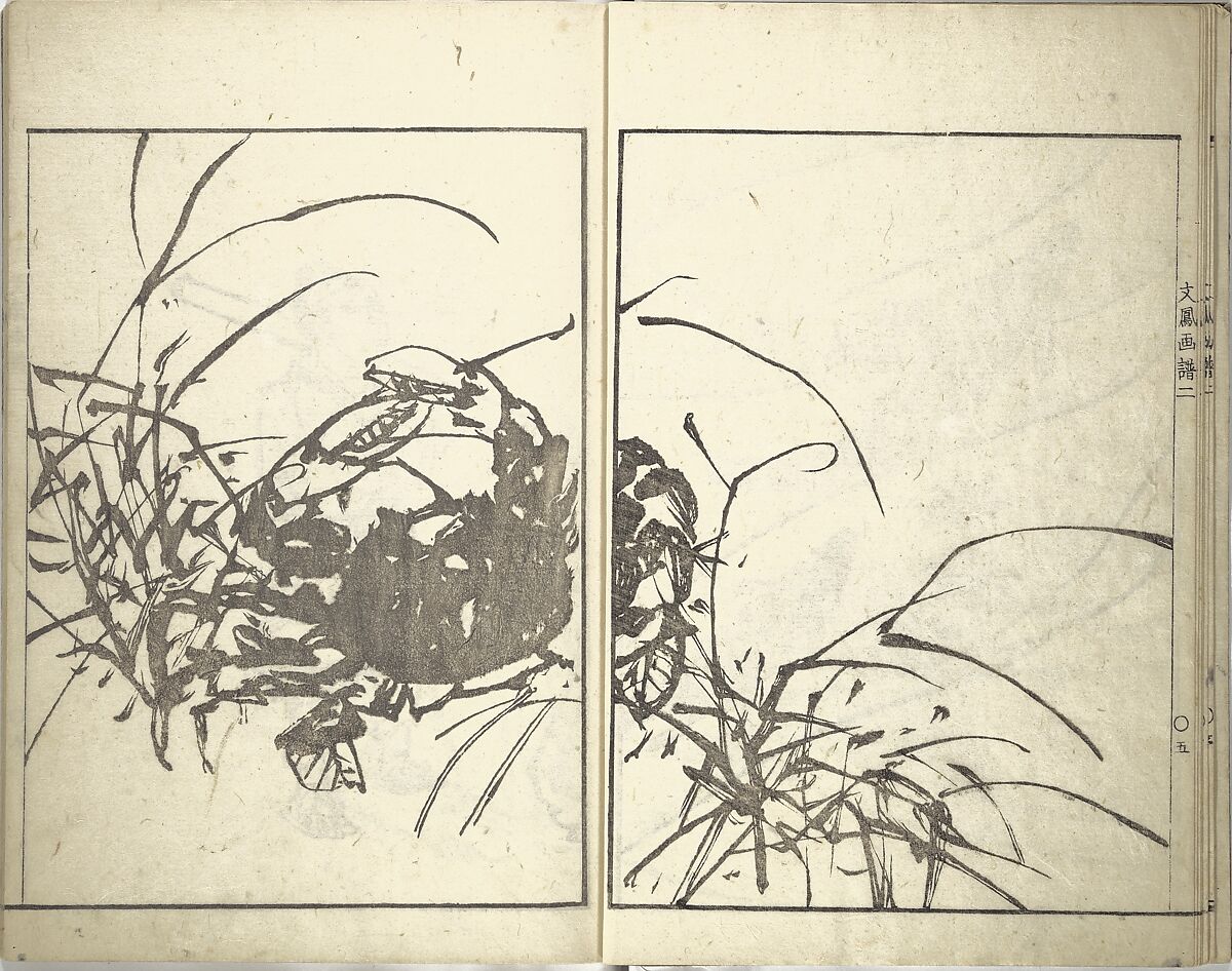 Bunpō Picture Album (Bunpō gafu) 文鳳画譜, First Series, Kawamura Bunpō 河村文鳳 (Japanese, 1779–1821), Set of three woodblock printed books; ink and color on paper, Japan