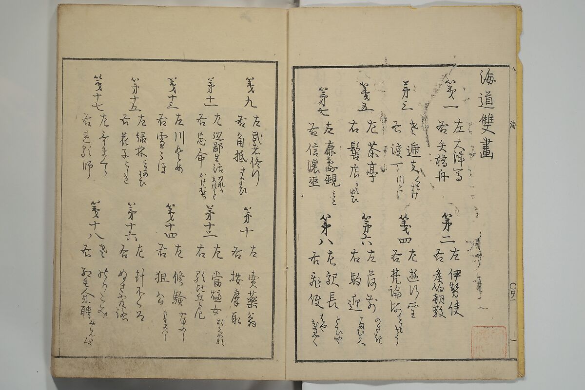 Nangaku-Bunpō Highway Pictures (Nangaku Bunpō kaidō sōga) 南岳文鳳街道雙畫, Kawamura Bunpō 河村文鳳 (Japanese, 1779–1821), Woodblock printed book; ink and color on paper, Japan