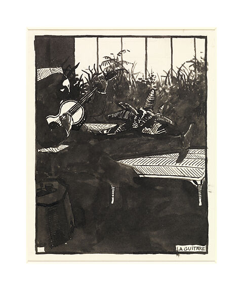 Musical Instruments: The Guitar (Instruments de Musique: La Guitare), Félix Vallotton (Swiss, Lausanne 1865–1925 Paris), Graphite, pen and India ink, brush and India ink on laid white paper 