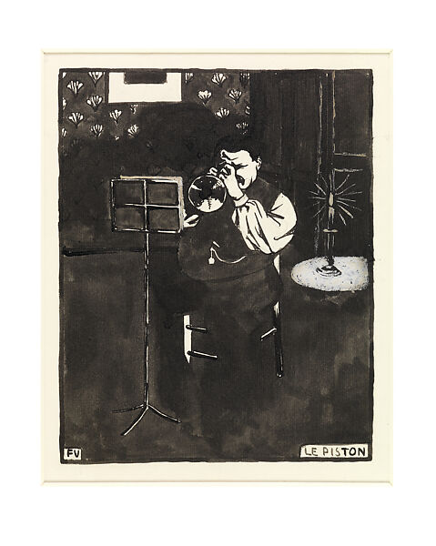 Musical Instruments: The Cornet (Instruments de Musique: Le Piston), Félix Vallotton (Swiss, Lausanne 1865–1925 Paris), Graphite, pen and India ink, brush and india ink, oxidised white gouache on laid white paper 