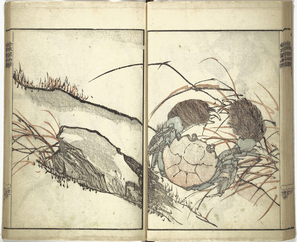 Kinpaen (Bunpō) Picture Album (Kinpaen gafu) 金波園画譜, Kawamura Bunpō 河村文鳳 (Japanese, 1779–1821), Woodblock printed book; ink and color on paper, Japan 