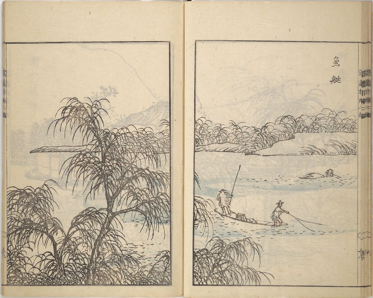 Guide to Chinese Painting, Second Series (Kanga shinan nihen), Illustrations by Kawamura Bunpō (Japanese, 1779–1821), Set of three woodblock printed books; ink and color on paper, Japan