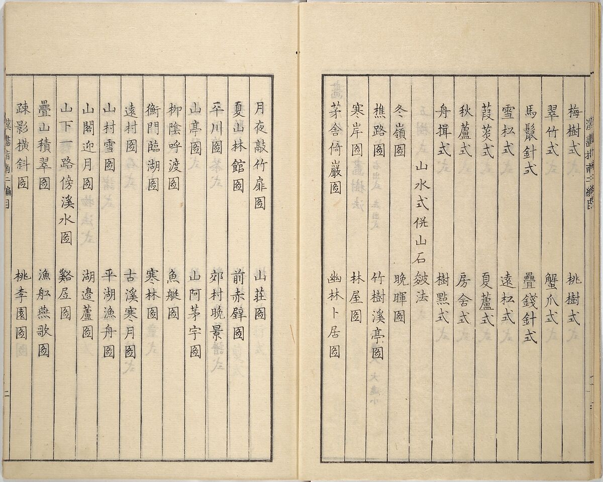 Guide to Chinese Painting, Second Series (Kanga shinan nihen), Illustrations by Kawamura Bunpō (Japanese, 1779–1821), Set of three woodblock printed books; ink and color on paper, Japan