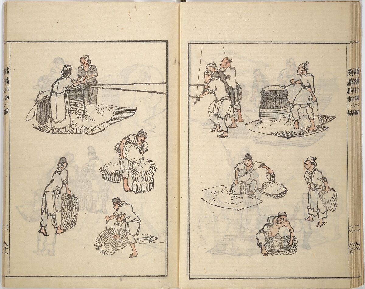 Guide to Chinese Painting, Second Series (Kanga shinan nihen), Illustrations by Kawamura Bunpō (Japanese, 1779–1821), Set of three woodblock printed books; ink and color on paper, Japan