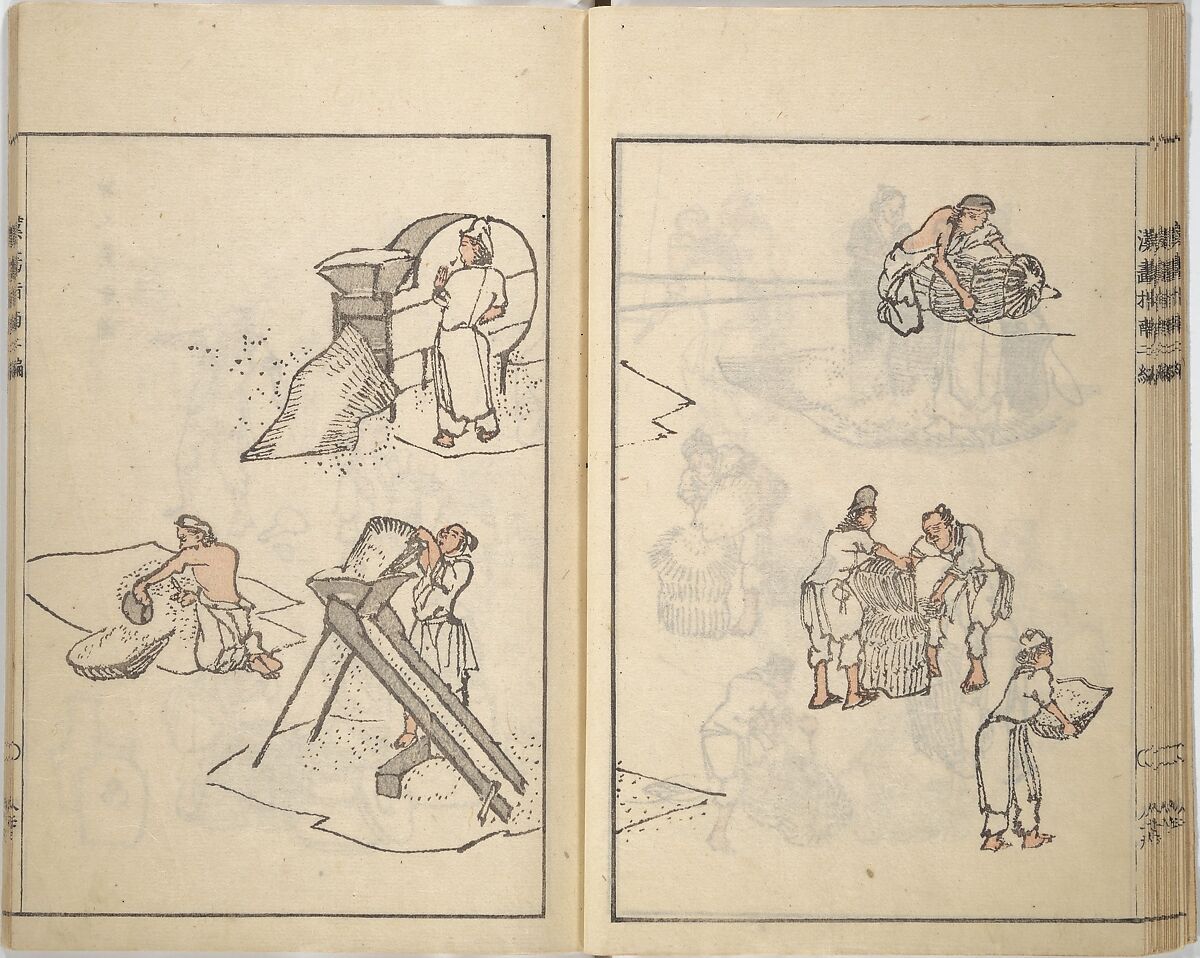 Guide to Chinese Painting, Second Series (Kanga shinan nihen), Illustrations by Kawamura Bunpō (Japanese, 1779–1821), Set of three woodblock printed books; ink and color on paper, Japan