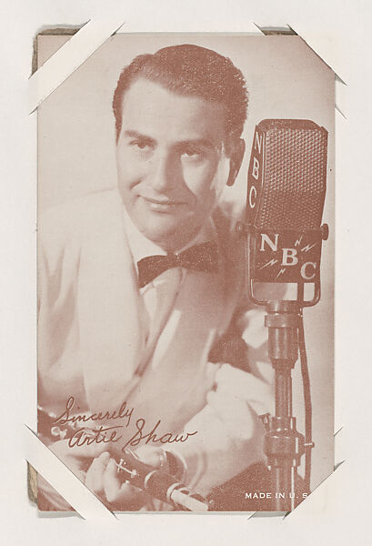 Artie Shaw from TV and Radio Stars Exhibit Cards series (W409), Commercial color photolithograph 