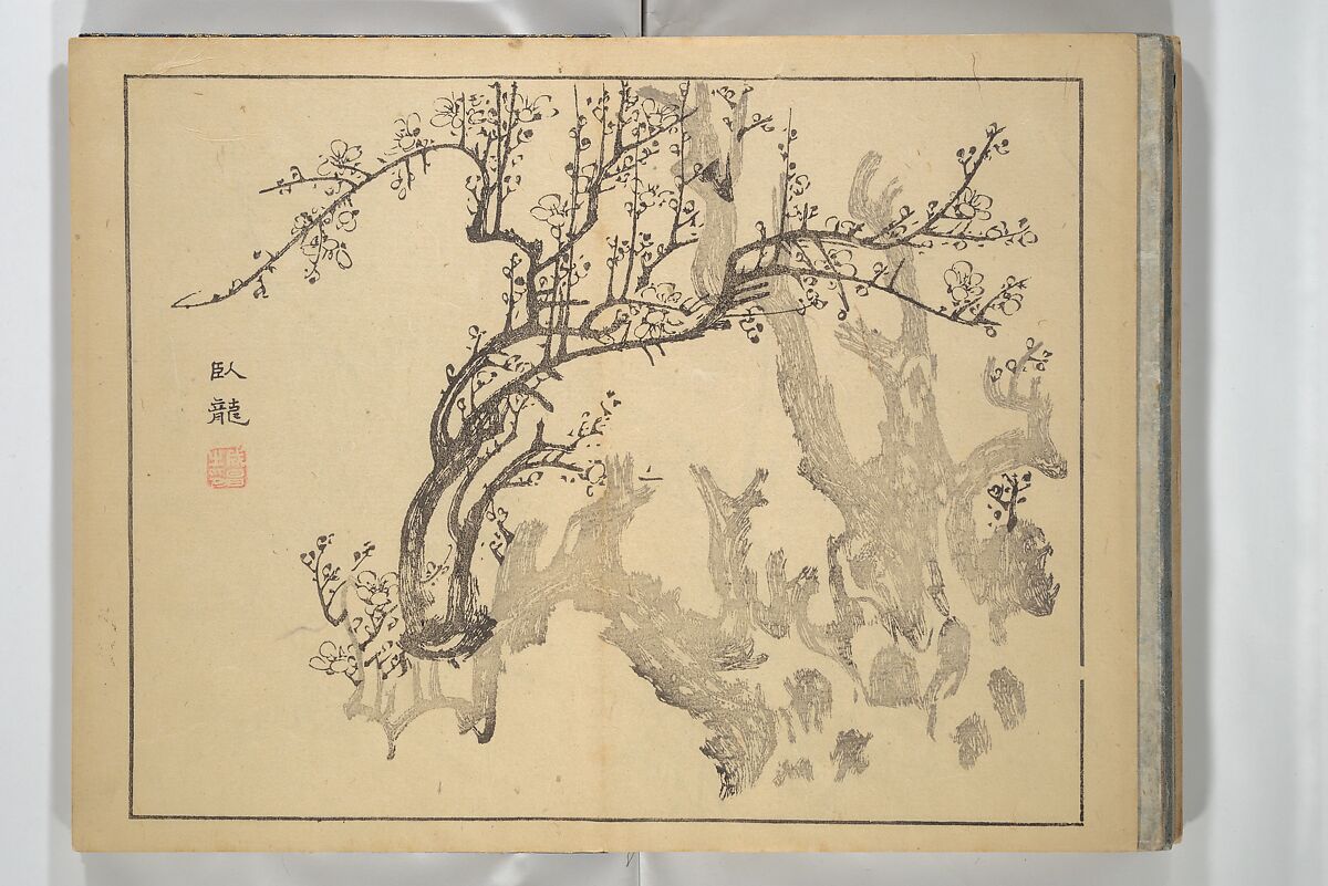 The Four Worthies (Plum, Bamboo, Orchid, Chrysanthemum) (Shikunshi) 竹洞四君子, Nakabayashi Chikutō 中林竹洞 (Japanese, 1776–1853), Set of two woodblock printed books bound as one; ink on paper, Japan