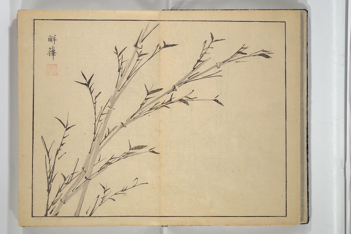 The Four Worthies (Plum, Bamboo, Orchid, Chrysanthemum) (Shikunshi) 竹洞四君子, Nakabayashi Chikutō 中林竹洞 (Japanese, 1776–1853), Set of two woodblock printed books bound as one; ink on paper, Japan