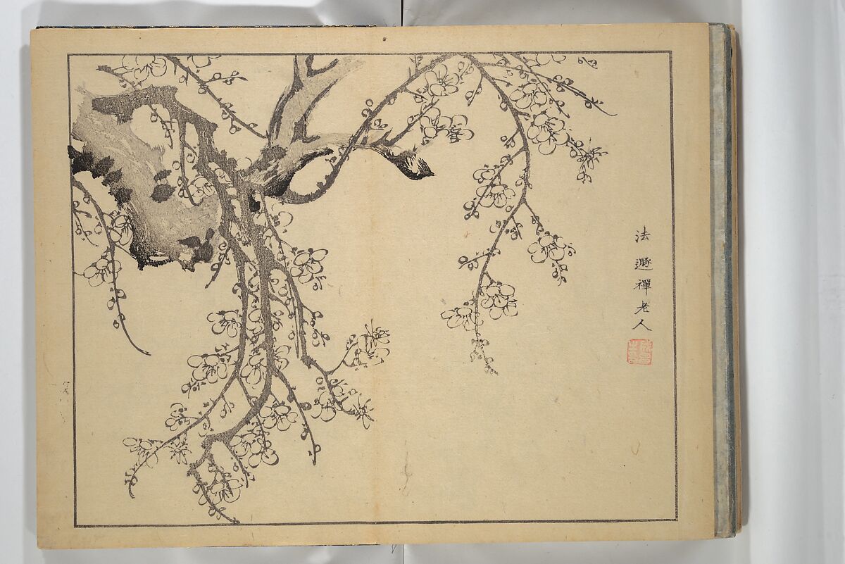 The Four Worthies (Plum, Bamboo, Orchid, Chrysanthemum) (Shikunshi) 竹洞四君子, Nakabayashi Chikutō 中林竹洞 (Japanese, 1776–1853), Set of two woodblock printed books bound as one; ink on paper, Japan