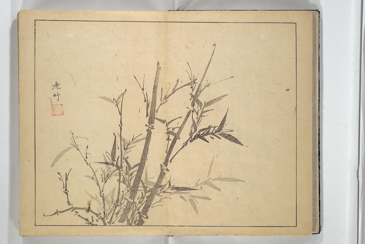 The Four Worthies (Plum, Bamboo, Orchid, Chrysanthemum) (Shikunshi) 竹洞四君子, Nakabayashi Chikutō 中林竹洞 (Japanese, 1776–1853), Set of two woodblock printed books bound as one; ink on paper, Japan