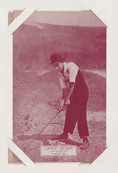 Larry Semon in "Golf " from Scenes from Movies Exhibit Cards series (W404), Commercial color photolithograph 