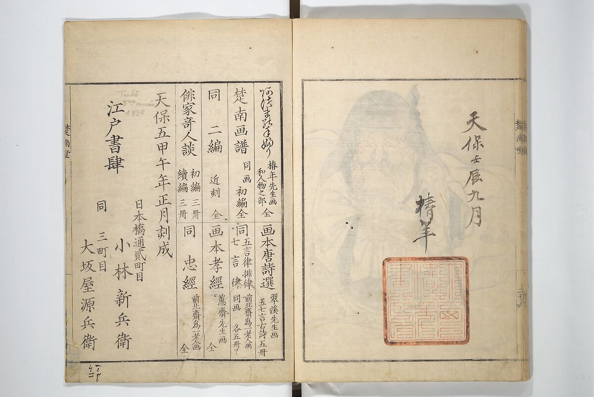 Sōnan (Chinnen) Picture Album (Sōnan gafu) 楚南画譜, Onishi Chinnen 大西椿年 (Japanese, 1792–1851), Woodblock printed book; ink and color on paper, Japan