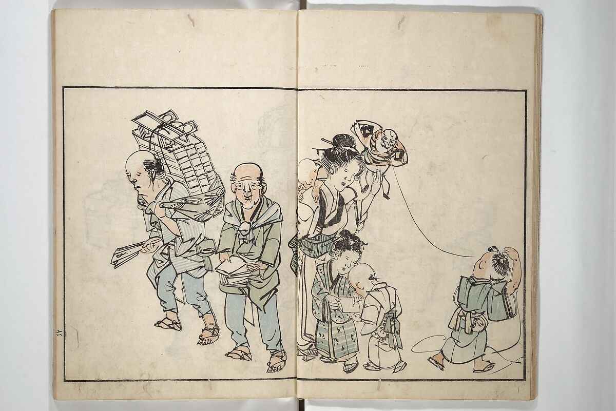 Customs of the Eastern Capital (Edo) (Azuma no teburi) あづまの手ぶり, Onishi Chinnen 大西椿年 (Japanese, 1792–1851), Woodblock printed book; ink and color with hand-coloring (?) on paper, Japan