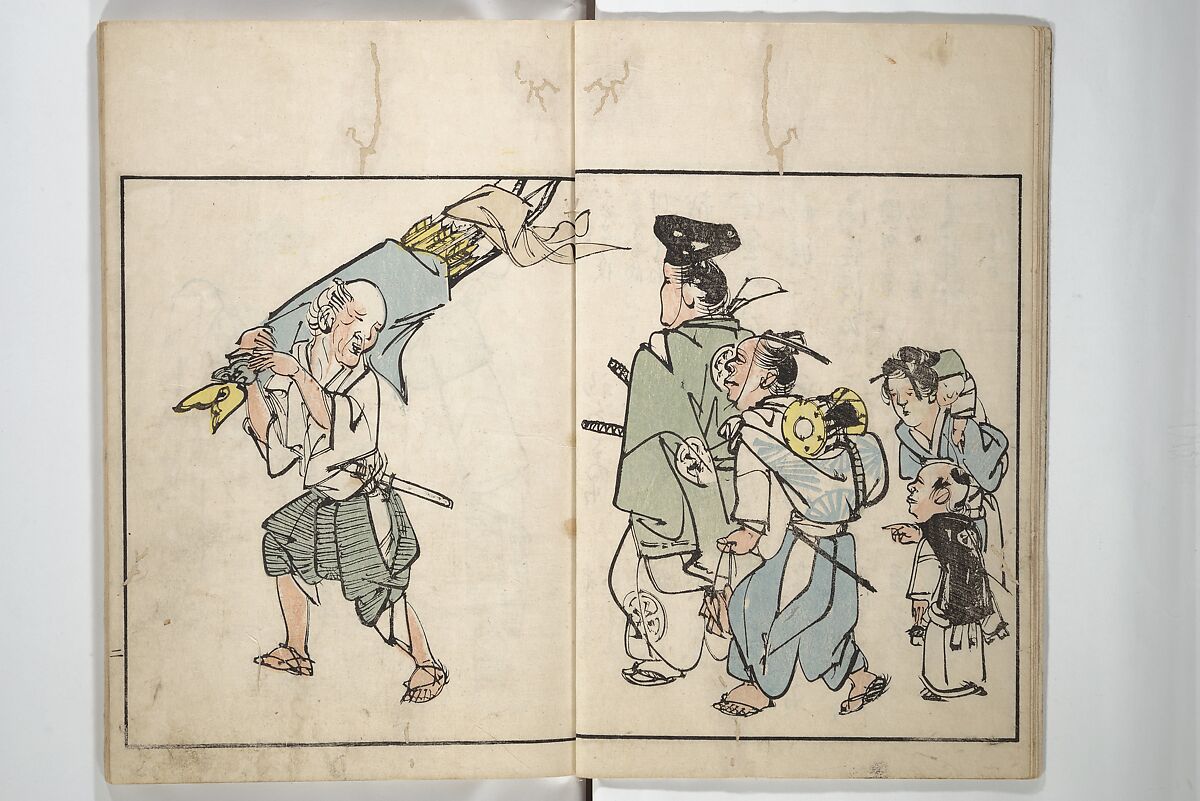 Customs of the Eastern Capital (Edo) (Azuma no teburi) あづまの手ぶり, Onishi Chinnen 大西椿年 (Japanese, 1792–1851), Woodblock printed book; ink and color with hand-coloring (?) on paper, Japan