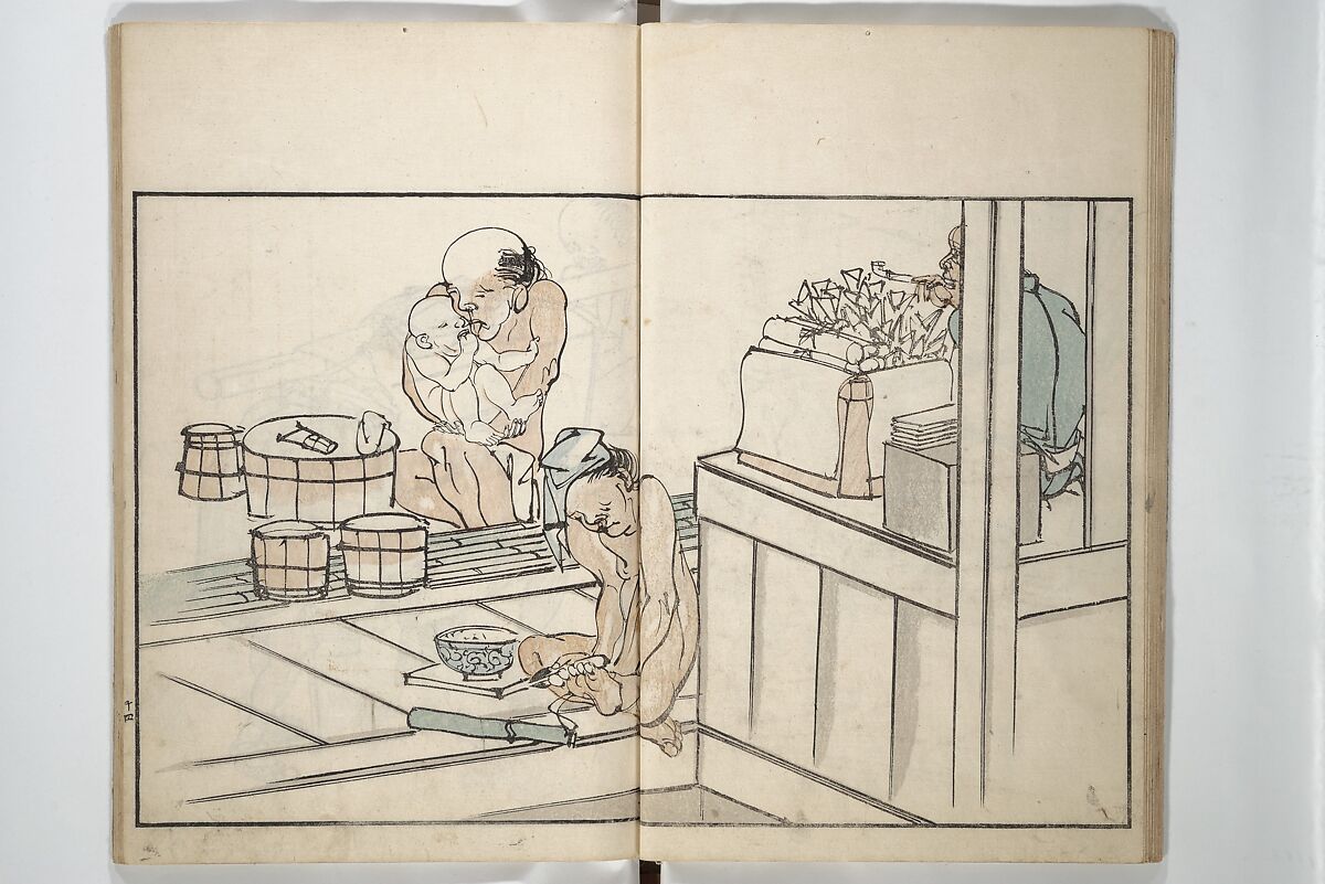 Customs of the Eastern Capital (Edo) (Azuma no teburi) あづまの手ぶり, Onishi Chinnen 大西椿年 (Japanese, 1792–1851), Woodblock printed book; ink and color with hand-coloring (?) on paper, Japan