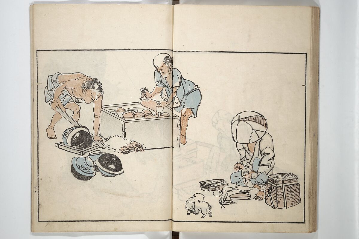 Customs of the Eastern Capital (Edo) (Azuma no teburi) あづまの手ぶり, Onishi Chinnen 大西椿年 (Japanese, 1792–1851), Woodblock printed book; ink and color with hand-coloring (?) on paper, Japan