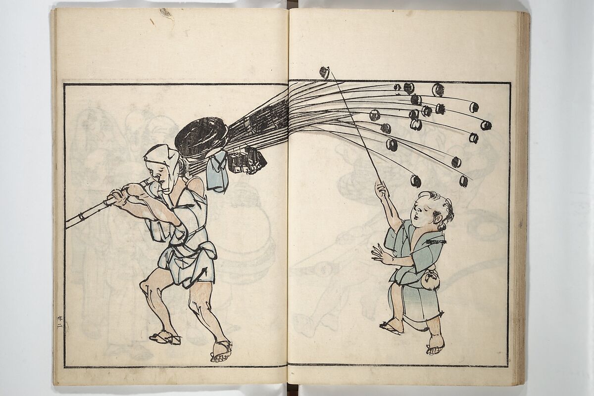 Customs of the Eastern Capital (Edo) (Azuma no teburi) あづまの手ぶり, Onishi Chinnen 大西椿年 (Japanese, 1792–1851), Woodblock printed book; ink and color with hand-coloring (?) on paper, Japan