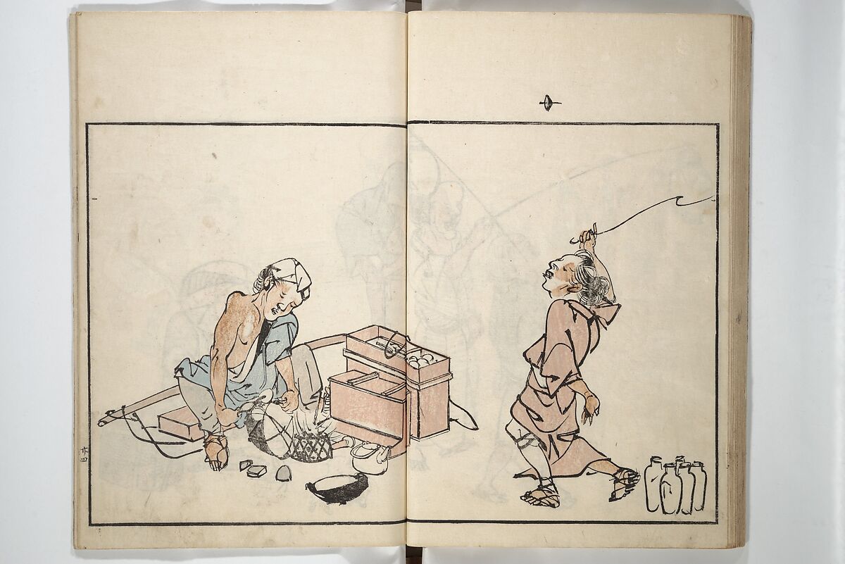 Customs of the Eastern Capital (Edo) (Azuma no teburi) あづまの手ぶり, Onishi Chinnen 大西椿年 (Japanese, 1792–1851), Woodblock printed book; ink and color with hand-coloring (?) on paper, Japan