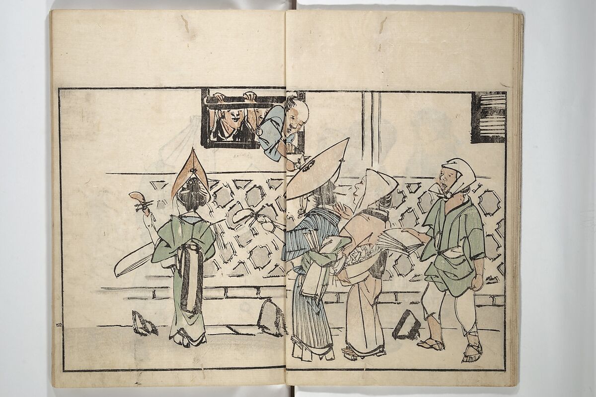 Customs of the Eastern Capital (Edo) (Azuma no teburi) あづまの手ぶり, Onishi Chinnen 大西椿年 (Japanese, 1792–1851), Woodblock printed book; ink and color with hand-coloring (?) on paper, Japan